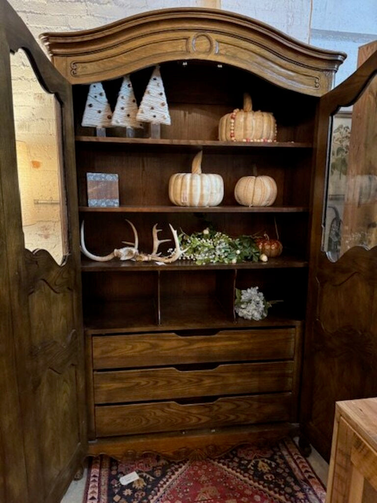 Gorgeous Solid Oak Wardrobe with Double Glass Doors