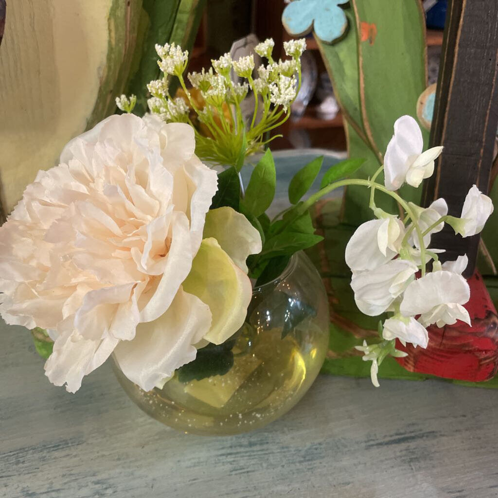 Clear Vase with Peonies