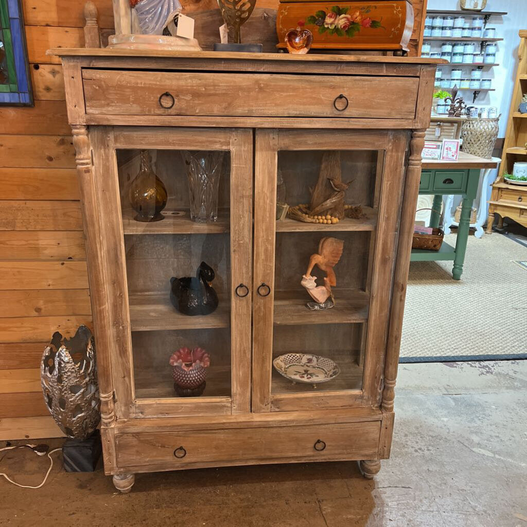 Wood Glass Rustic Style Display Cabinet