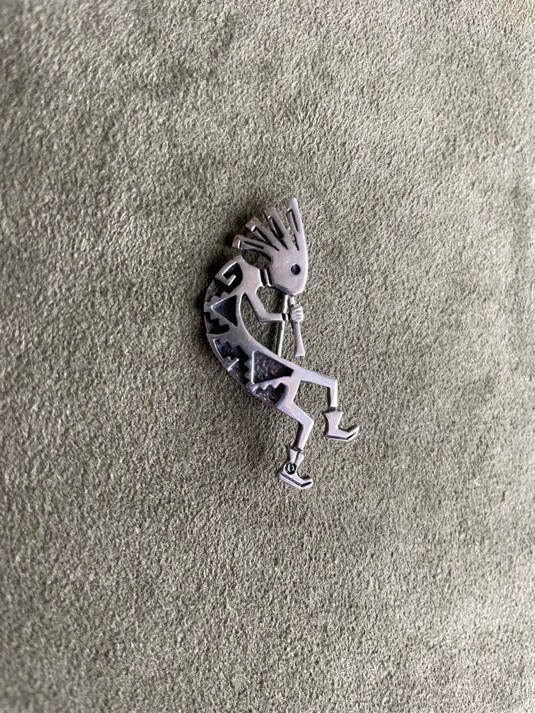 Vintage Southwestern Kokopelli Sterling Silver Brooch