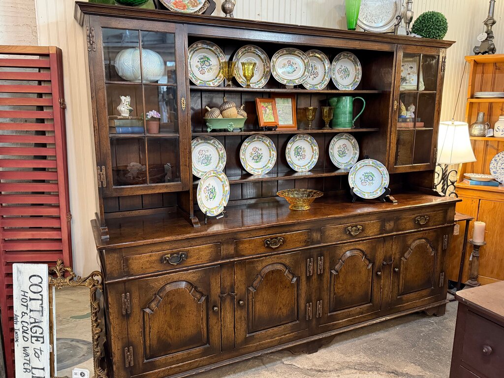 Antique Wooden Cabinet with Hutch