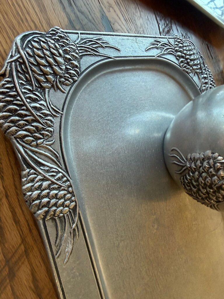 Pineapple Patterned Metal Pitcher and Tray Set