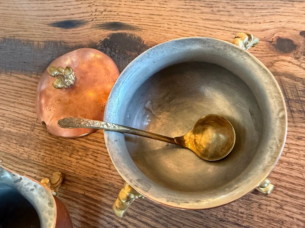 Vintage Copper Creamer and Sugar Bowl Set
