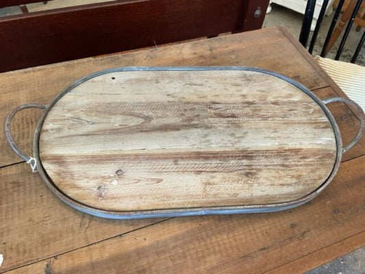 Wood & Metal Oblong Tray