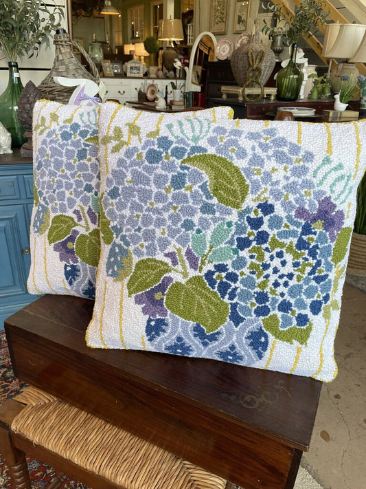 Blue hydrangea vase pillow