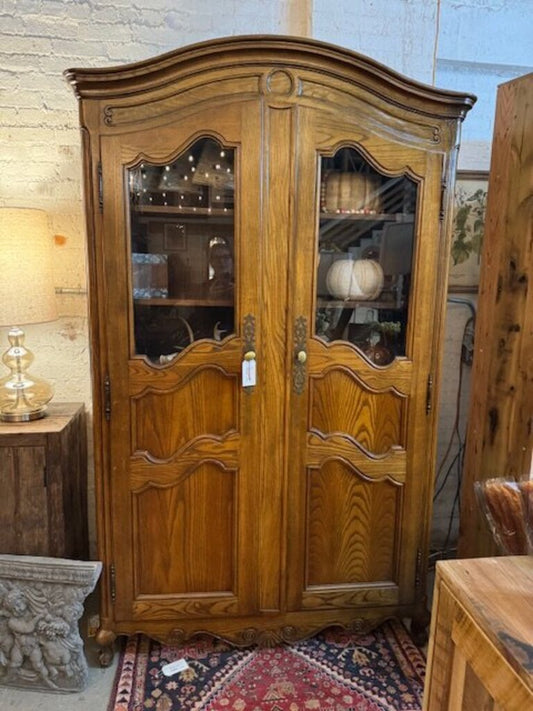 Gorgeous Solid Oak Wardrobe with Double Glass Doors