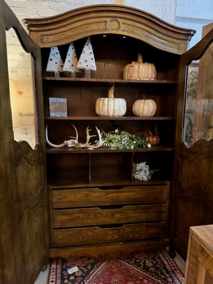 Gorgeous Solid Oak Wardrobe with Double Glass Doors