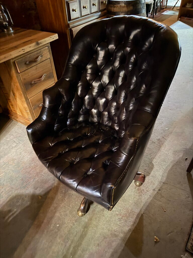 Tufted leather desk chair