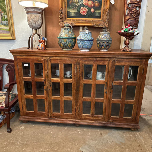 All Wood sideboard for glass doors 69 inches in length 15 1/2 inches depth 43 1/2 inches tall