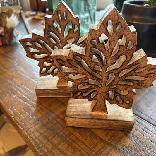 Carved Wood Leaf