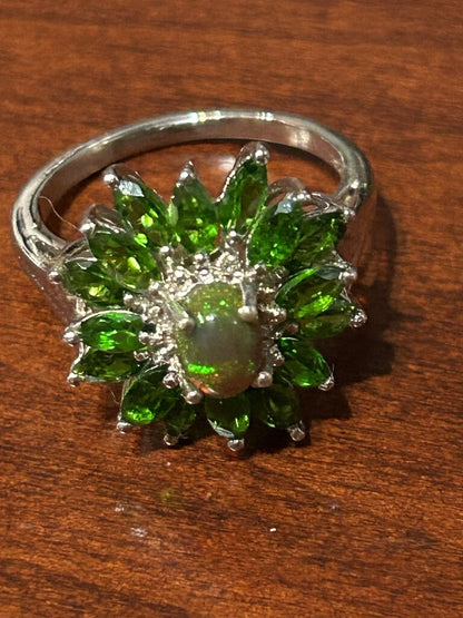 Sterling Silver Green Stone Ring