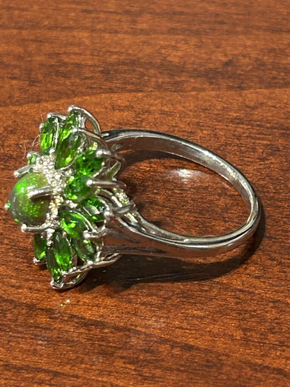 Sterling Silver Green Stone Ring