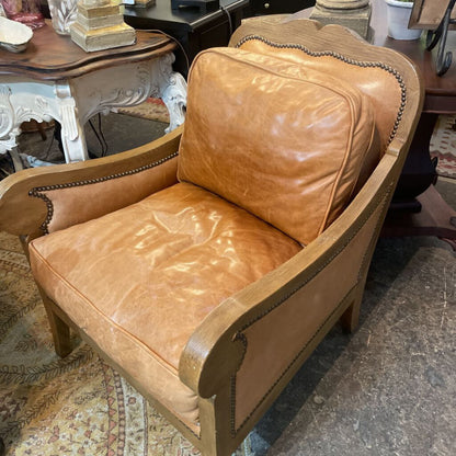 Drexel Leather Chair with Nail head Trim