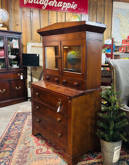 Antique Burl Mahogany Secretary with drop down desk