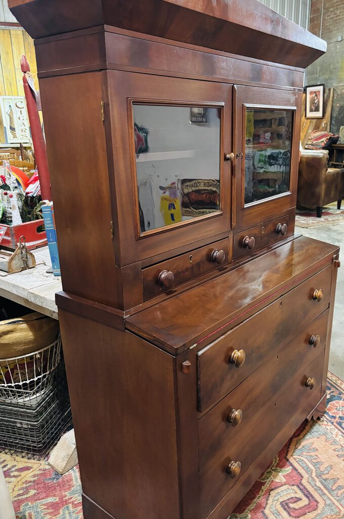 Antique Burl Mahogany Secretary with drop down desk