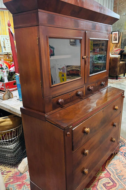Antique Burl Mahogany Secretary with drop down desk