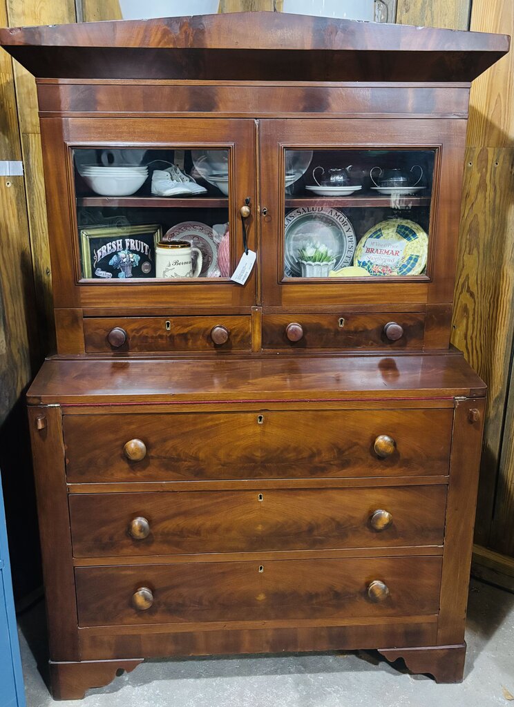 Antique Burl Mahogany Secretary with drop down desk