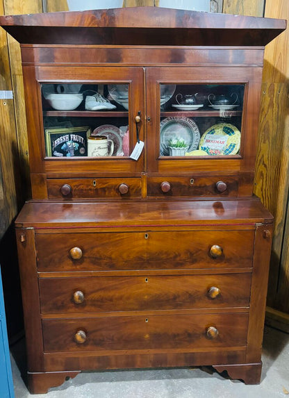 Antique Burl Mahogany Secretary with drop down desk