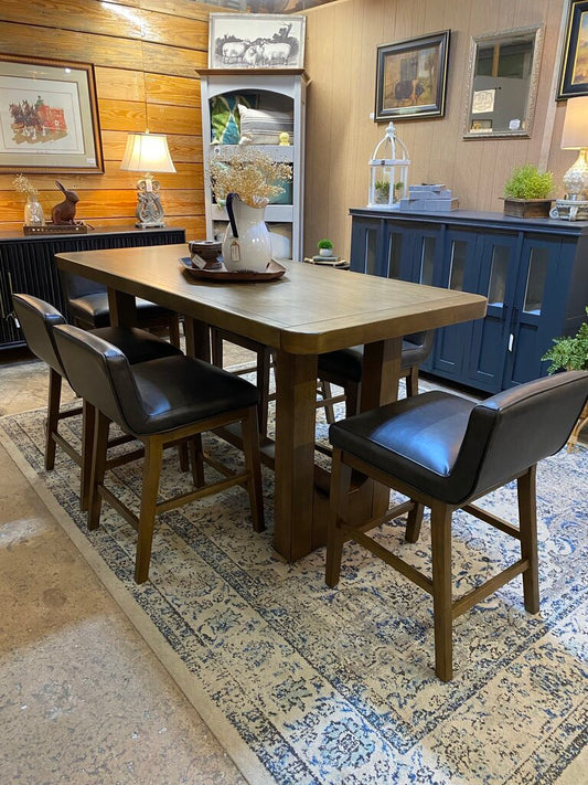 High-Top Table with Leather Stools