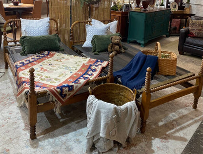 Antique Late 1800's Spool Twin Beds Pair