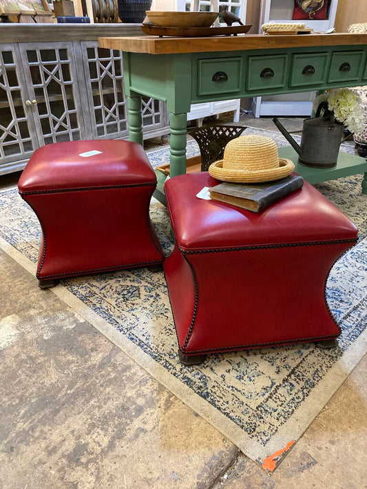 Ethan Allen Leather Ottoman