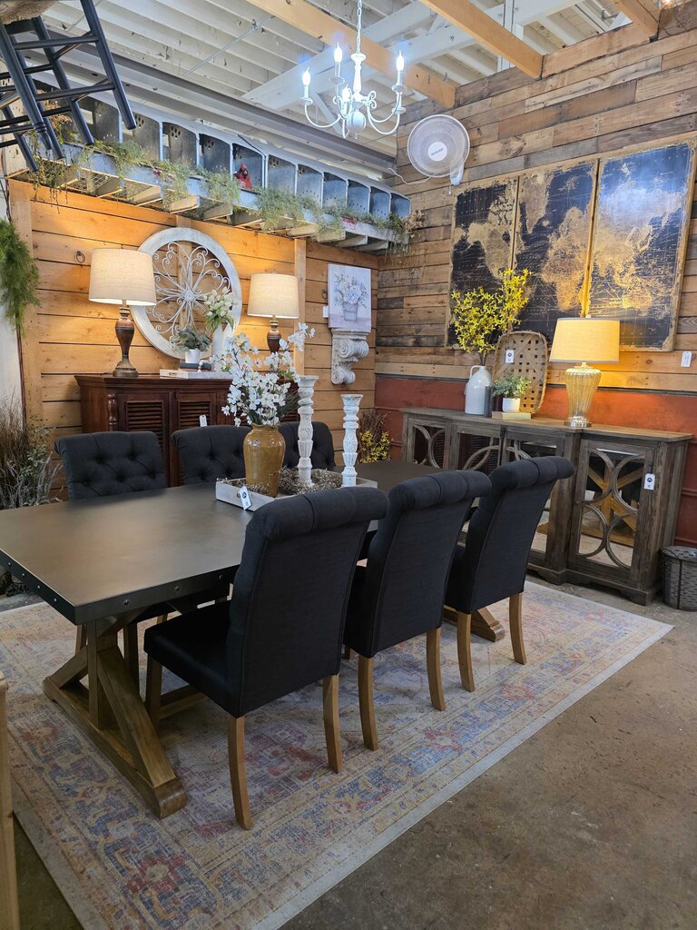 Metal Top Table with 6 Chairs