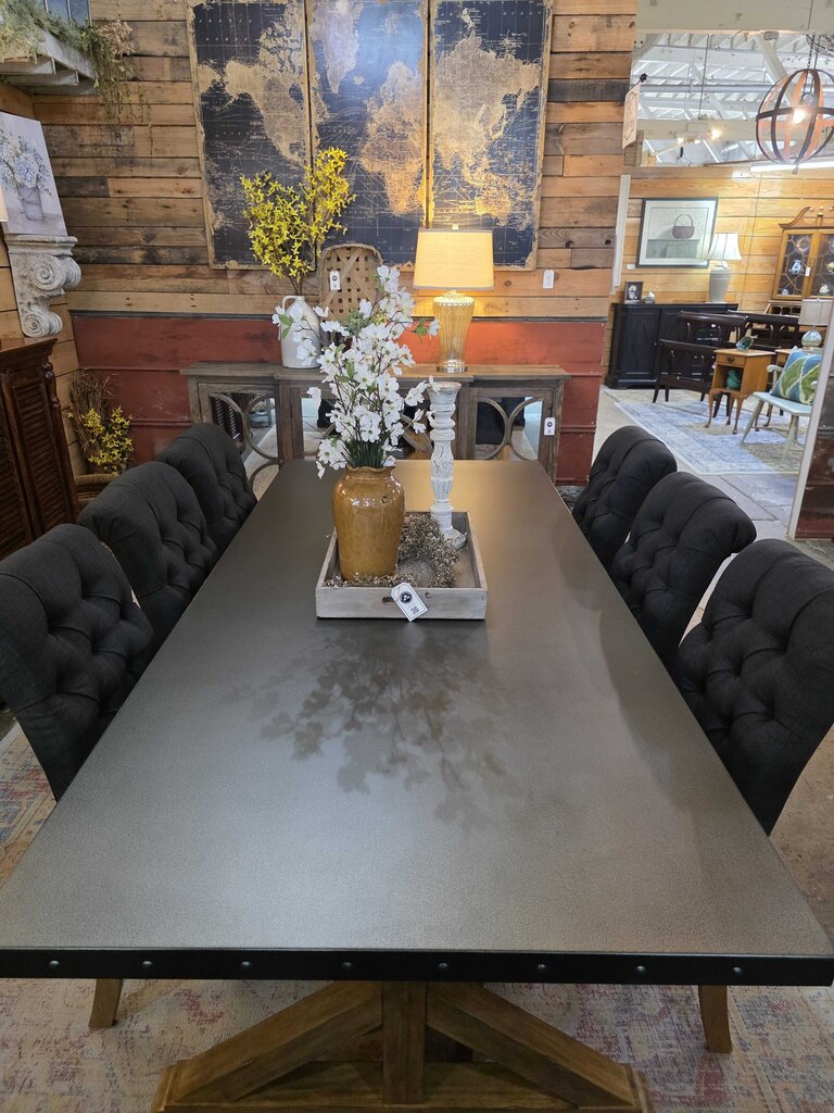Metal Top Table with 6 Chairs