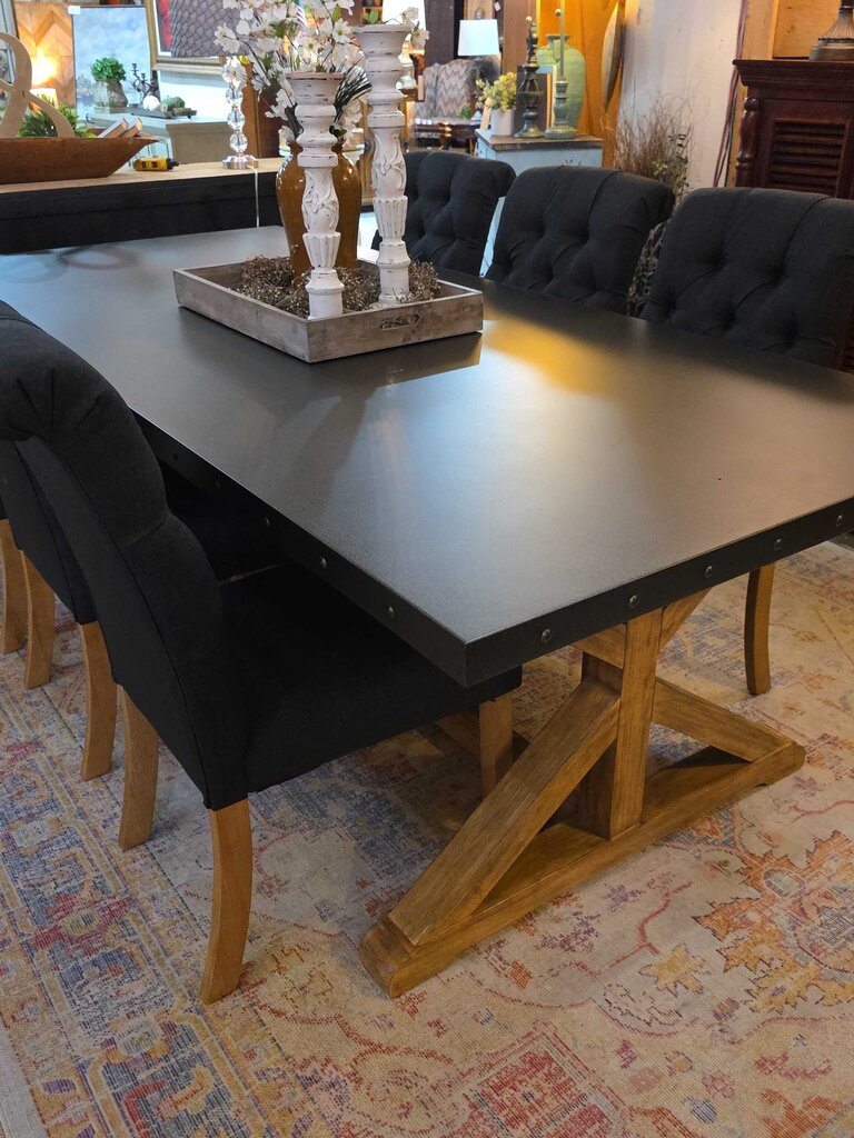 Metal Top Table with 6 Chairs