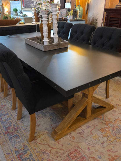 Metal Top Table with 6 Chairs