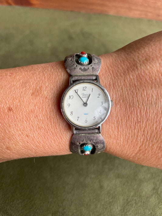 Vintage Timex Turquoise & Coral Southwestern Watch