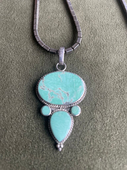 Sterling Silver Multi-Stone Turquoise Statement Necklace