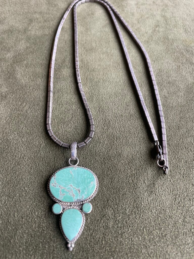 Sterling Silver Multi-Stone Turquoise Statement Necklace
