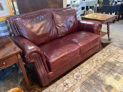 Used Burgundy Leather Sofa