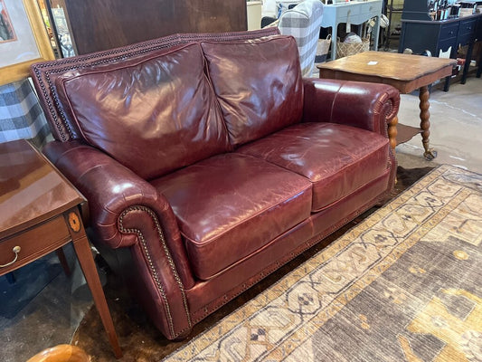 Used Burgundy Leather Sofa