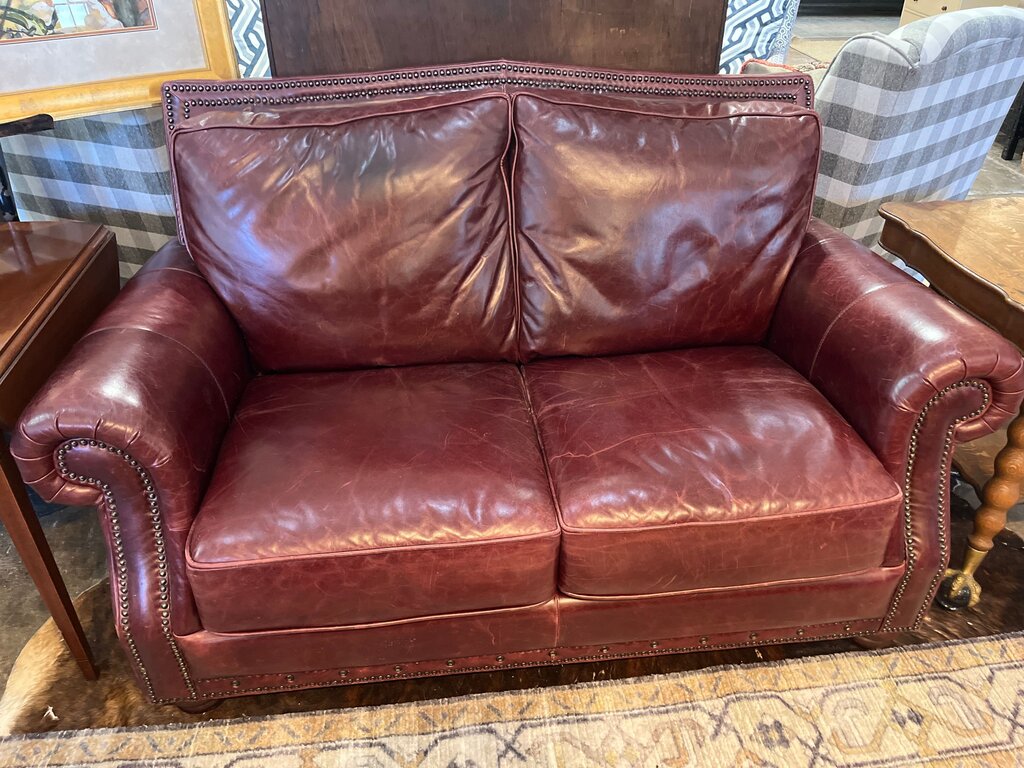 Used Burgundy Leather Sofa