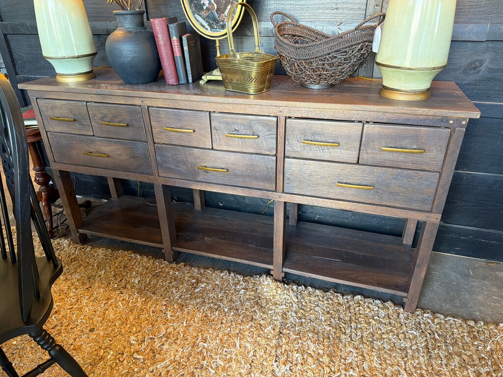 Amish Reclaimed Barn Wood Console Table with Drawers