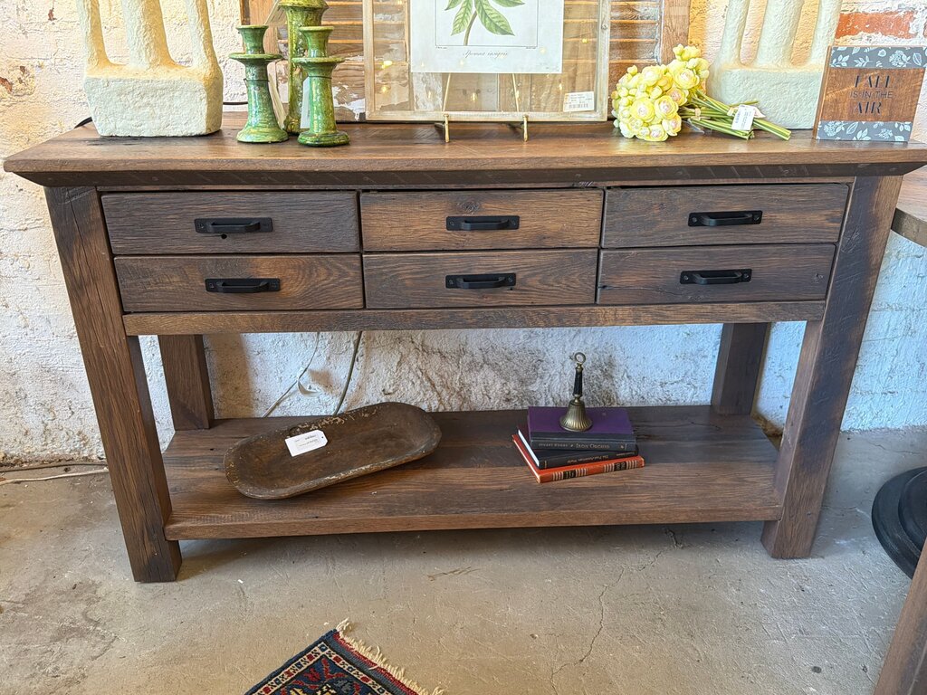 Amish Reclaimed Barn Wood Console Table with Drawers