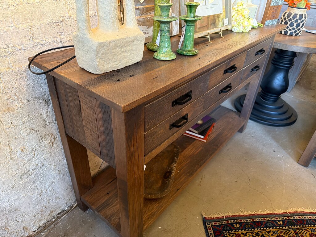 Amish Reclaimed Barn Wood Console Table with Drawers