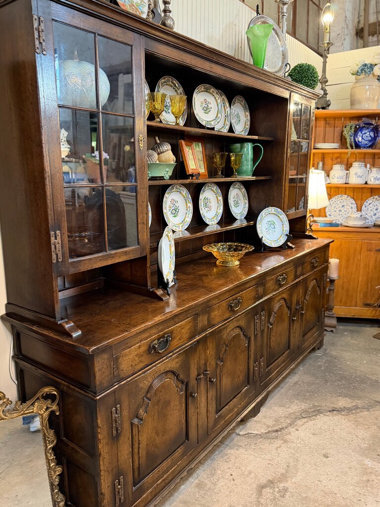 Antique Wooden Cabinet with Hutch