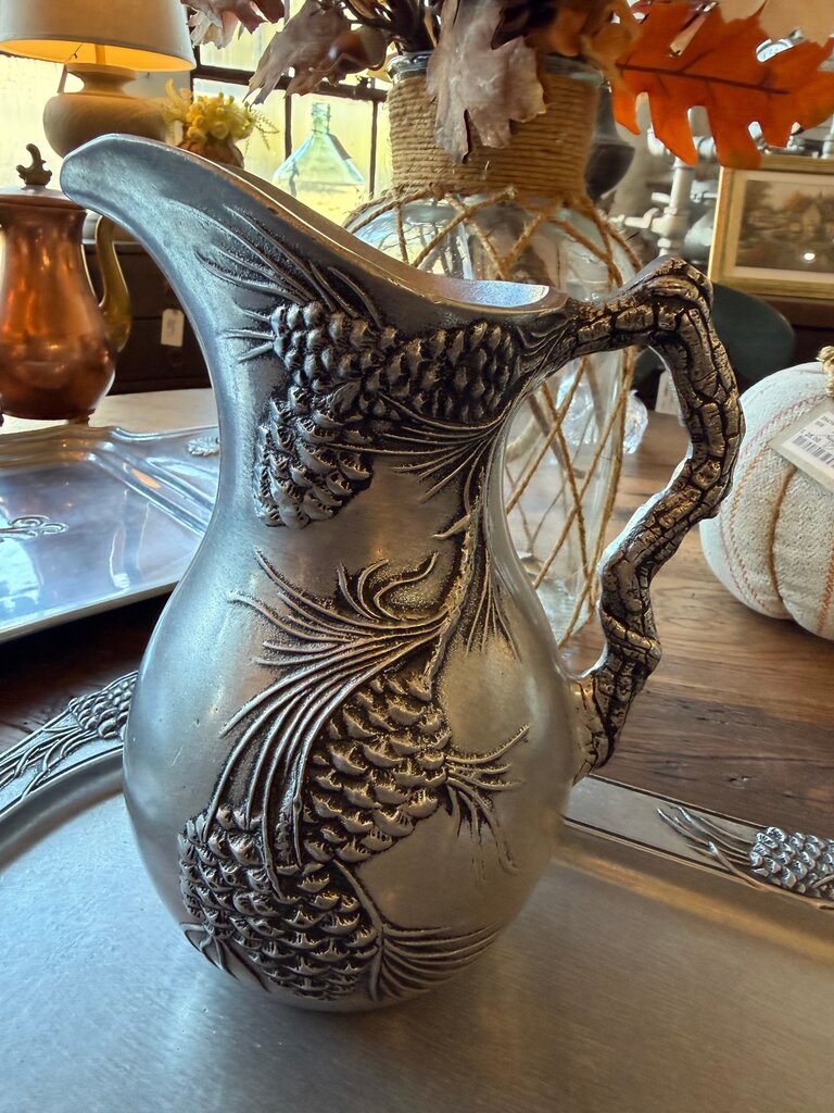 Pineapple Patterned Metal Pitcher and Tray Set