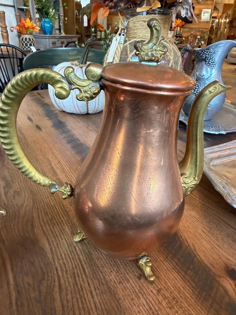 Vintage Copper and Brass Coffee Pot
