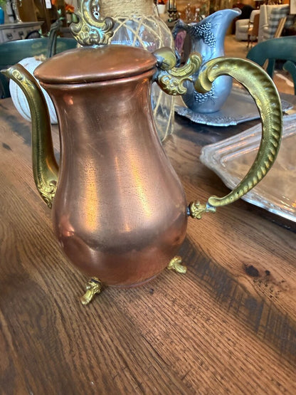 Vintage Copper and Brass Coffee Pot