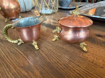 Vintage Copper Creamer and Sugar Bowl Set