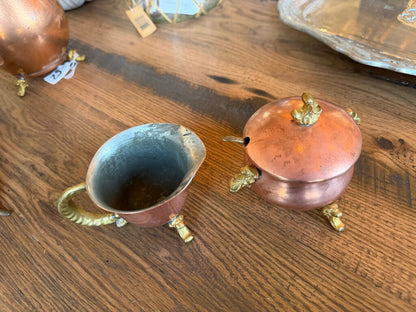 Vintage Copper Creamer and Sugar Bowl Set