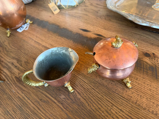 Vintage Copper Creamer and Sugar Bowl Set