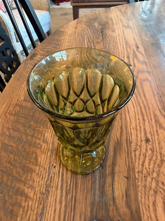 Vintage Noritake Avocado Green Glass Vase