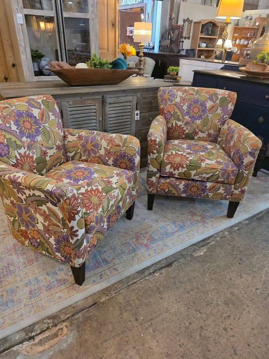 Floral Pattern Accent Chairs