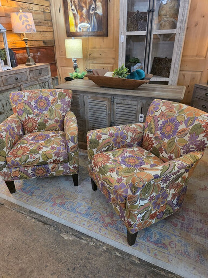 Floral Pattern Accent Chairs