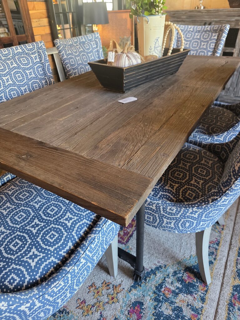 Rustic Wooden Dining Table with Industrial Legs