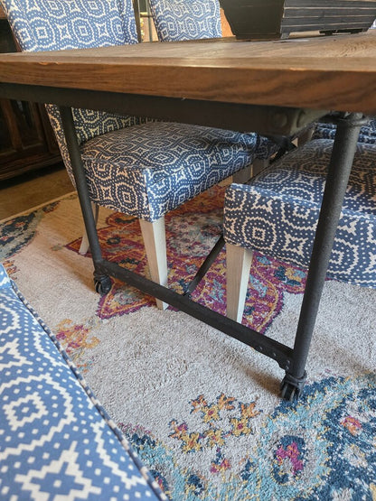 Rustic Wooden Dining Table with Industrial Legs